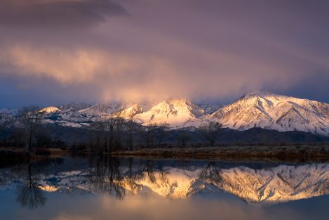 Clearing Clouds Over The Sierra Front Range At Sunrise, Owens Va